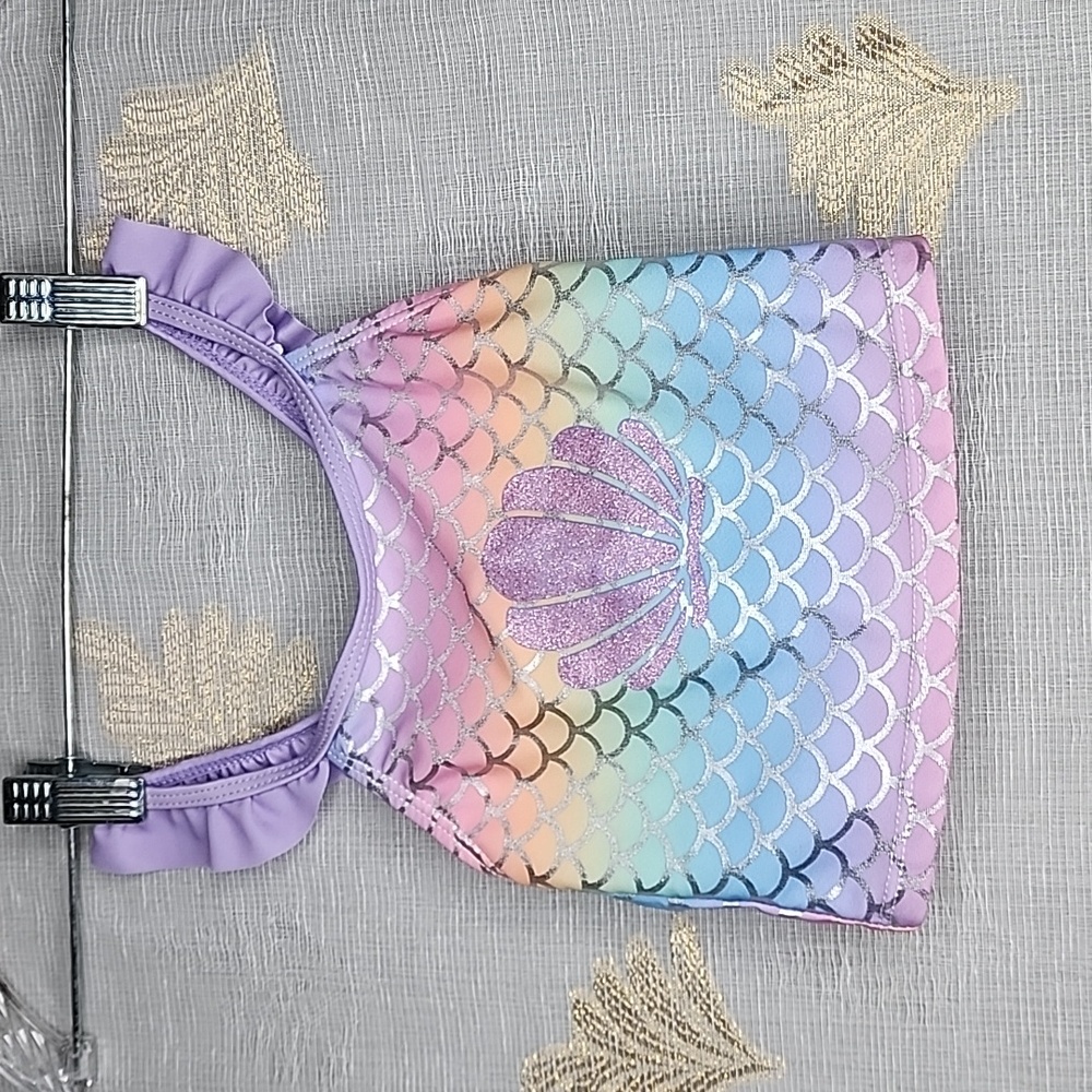 MONKEY BARS Tankini top. Mermaid/Rainbow Pastels. Size: 2/3Y (2T-3T)